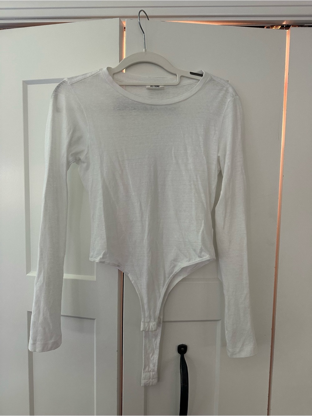 RE / DONE White Long-Sleeve Bodysuit Top